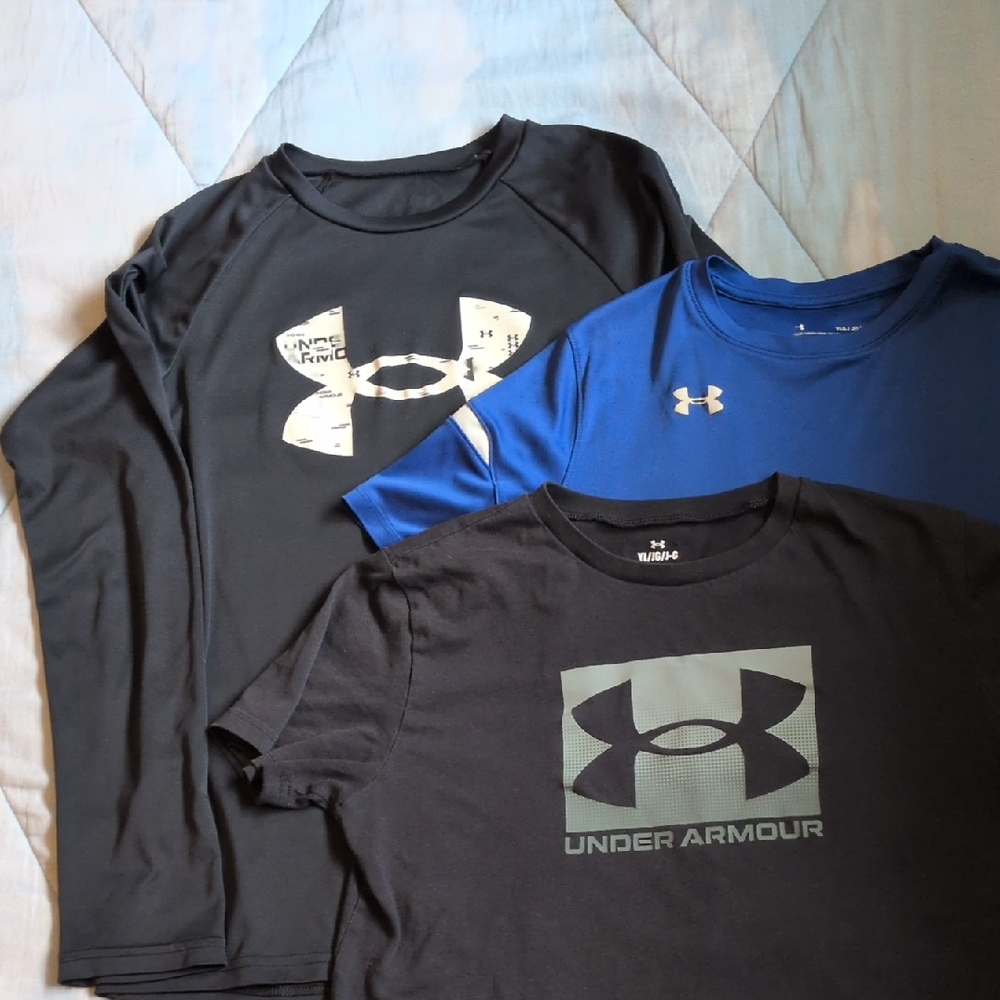 Under Armour Black & Blue Athletic Shirt Trio YOUTH (L)